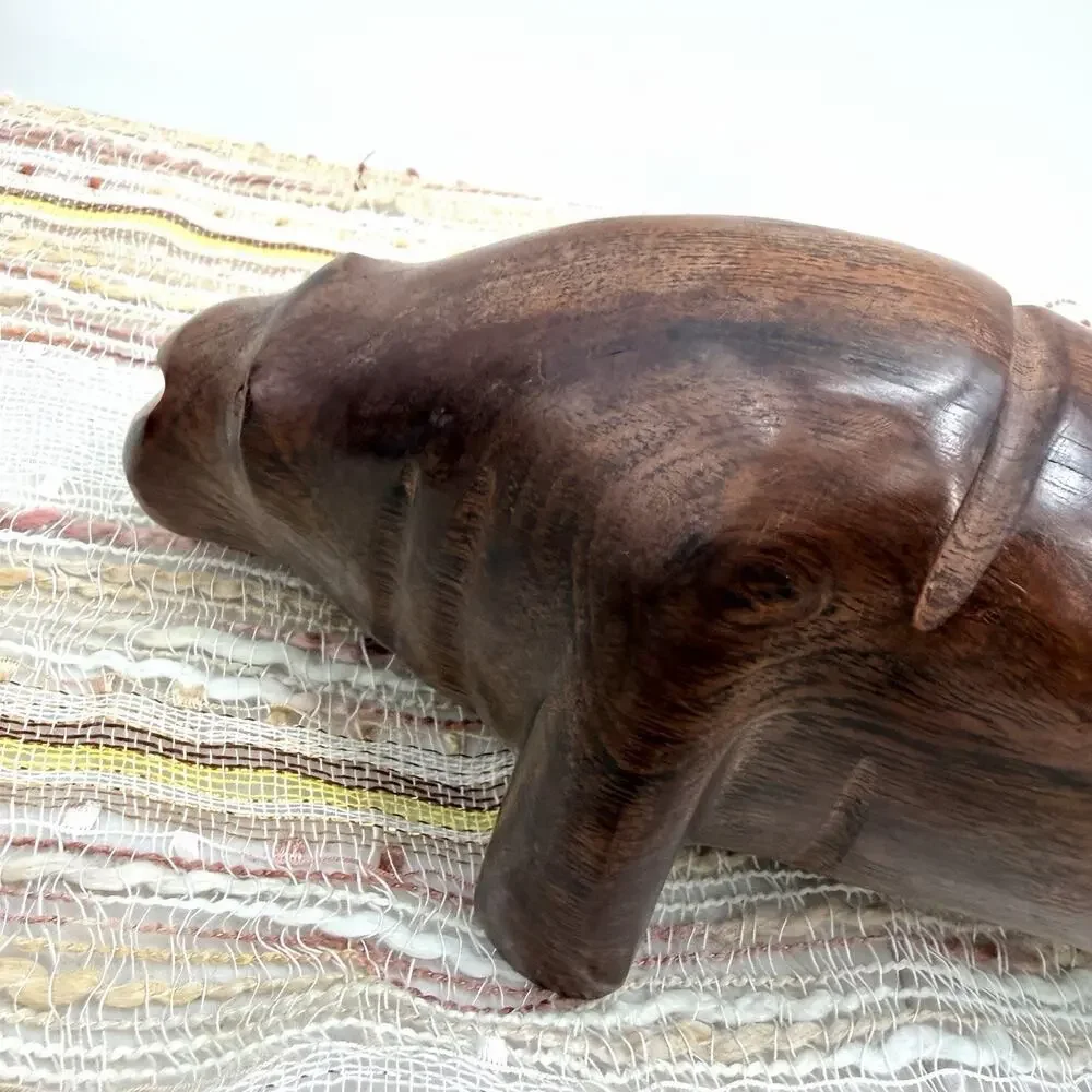 Vintage Hand Carved Ironwood Manatee Sea Cow Figurine Sculpture